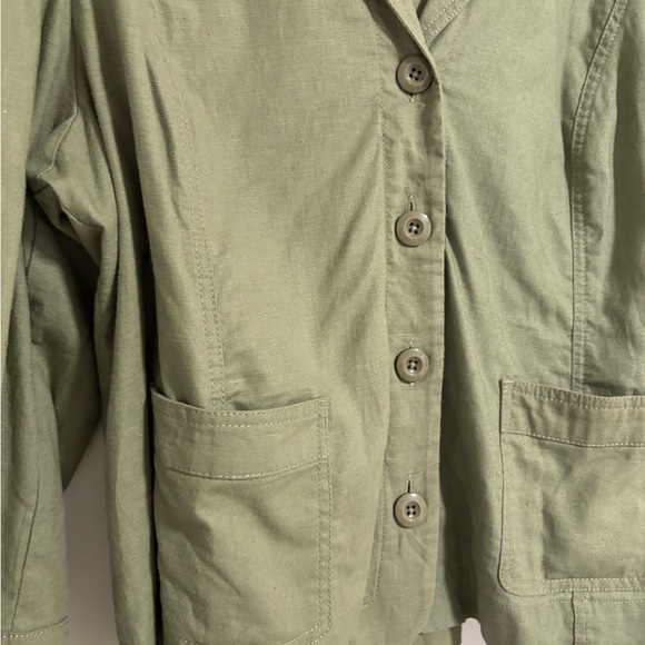 Northern Reflections Olive Green Linen Button-Up Light Jacket Women's Size XXL - Picture 2 of 8